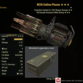 BE50 GATLING PLASMA (BLOODIED MOD-BOX) + 40k Caps 