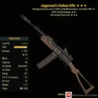 Juggernaut Rifle radium ( j5035 - j 50 35 ) + 40,000 Caps 