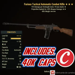 FURIOUS EXPLOSIVE Rifle Combat ( FE90 - FE 90 ) + 40,000 CAPS 