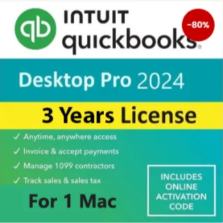 QuickBooks Desktop Pro Plus 2024 Activation Code for 3 Years 1 Mac