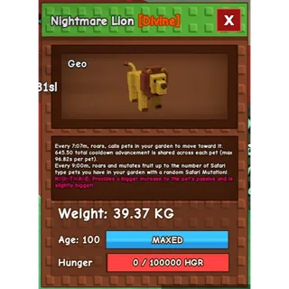Nightmare Lion | 39.37kg | 100 Maxed