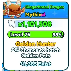 Tap Simulator | Rainbow Gingerbread Dragon 1.1m | Golden Hunter | Maxed Level
