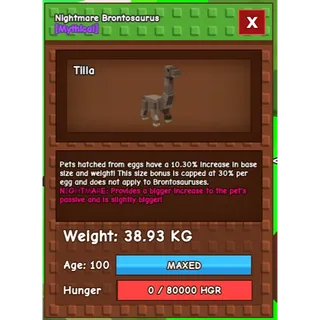 Nightmare Brontosaurus | 38.93kg | 100 Maxed