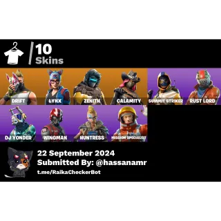 TAKE THE L [PC/PSN] 10 skins | Drift | Lynx | Zenith | Calamity | Summit Striker | Rust Lord | DJ Yonder | Wingman | 50 VB