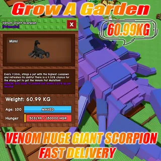 VENOM HUGE GIANT SCORPION weight : 60.99kg  AGE : 100