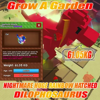 Nightmare RAINBOW HATCHED Huge DILOPHOSAURUS  61.05KG Age : 100 1min with Toy