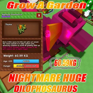 NIGHTMARE HUGE DILOPHOSAURUS WEIGHT : 60.59KG AGE : 100