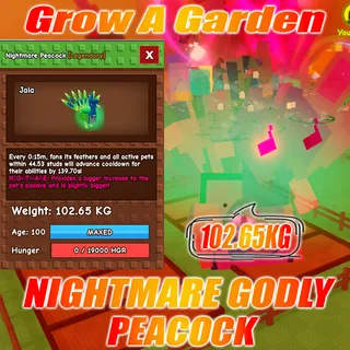 Nightmare GODLY / COLLOSAL Peacock age :100 weight : 102.65kg 15 second No Toy