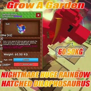 Nightmare RAINBOW HATCHED Huge DILOPHOSAURUS  60.50KG Age : 100 1min with Toy