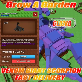 VENOM HUGE GIANT SCORPION weight : 61.02kg  AGE : 100
