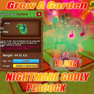 Nightmare GODLY / COLLOSAL Peacock age :100 weight : 99.51kg 15 second No Toy