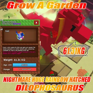Nightmare RAINBOW HATCHED Huge DILOPHOSAURUS  61.31KG Age : 100 1min with Toy