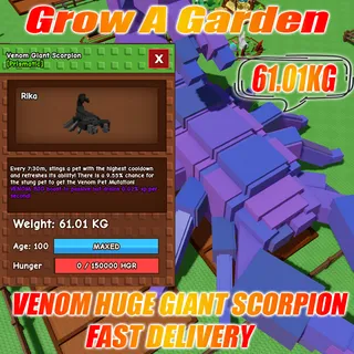 VENOM HUGE GIANT SCORPION weight : 61.01kg  AGE : 100