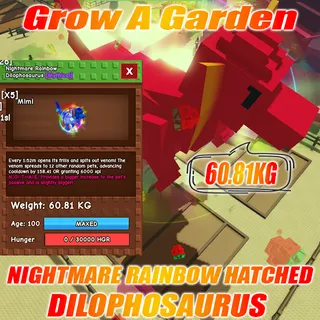 Nightmare RAINBOW HATCHED Huge DILOPHOSAURUS  60.81KG Age : 100 1min with Toy