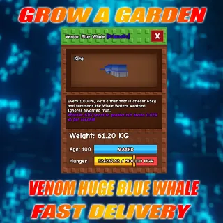 VENOM HUGE BLUE WHALE weight : 61.20kg  AGE : 100