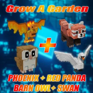 Phoenix + Red panda + Barn owl + Swan + 10SX sheckles Bundle