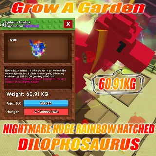 Nightmare RAINBOW HATCHED Huge DILOPHOSAURUS  60.91KG Age : 100 1min with Toy