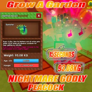 Nightmare GODLY / COLLOSAL Peacock age :100 weight : 93.08kg 15 second No Toy