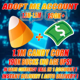 1.1M+ CANDY CORN + 190K+ BUCKS (NO AGE UPS) (ALL IN 1 ACCOUNT)