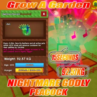 Nightmare GODLY / COLLOSAL Peacock age :100 weight : 92.57kg 15 second No Toy