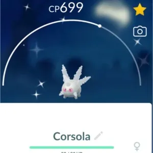 Shiny Galarian Corsola with glasses