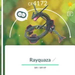 Pokemon Go Shiny level 50 Rayquaza with dragon ascent and 3 moves 
