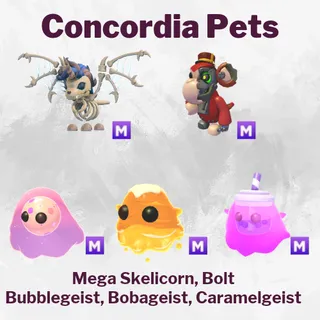 Mega Skelicorn, Bolt, Bubblegeist, Bobageist, Caramelgeist