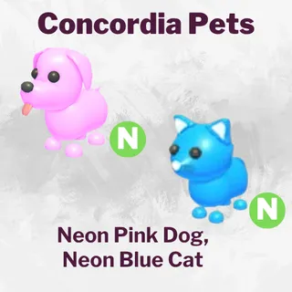 Neon Pink Dog, Neon Blue Cat