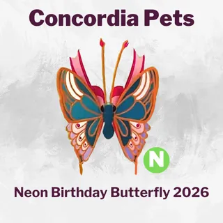 Neon 2026 Birthday Butterfly
