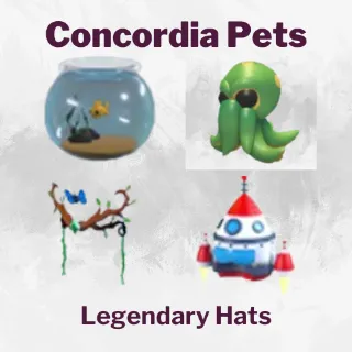 Fishbowl, Kraken, Rocket Ship, Crown Hat