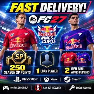 EA FC 27 - Red Bull Wings Cup Code Only = 250 Season XP + Loan Player + 2 Kits ! Instant Digital Delivery