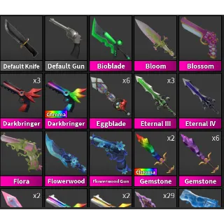 All my mm2 godlies+doodle cub skin