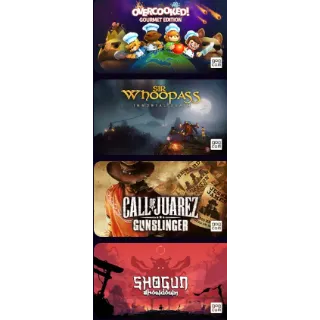 Bundle of 4 GOG games: Overcooked! Gourmet Edition, Sir Whoopass: Immortal Death, Call of Juarez: Gunslinger, Shogun Showdown