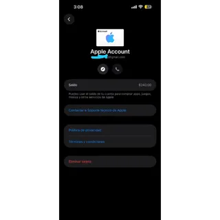 Cuenta con una targeta de regalo de apple 240 pesos mexicanos 