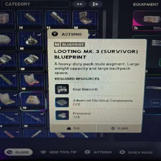 Looting Mk3 Survivor Blueprint