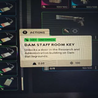 Dam Staff Room Key X3