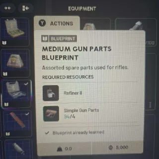 x1 Medium Gun Parts Blueprint