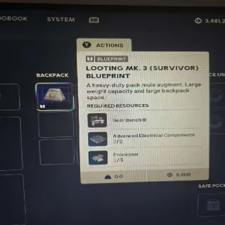 Looting Mk3 Survivor Blueprint