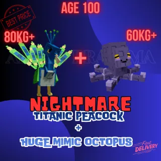 TITANIC PEACOCK 80KG + HUGE MIMIC OCTOPUS 60KG+ 