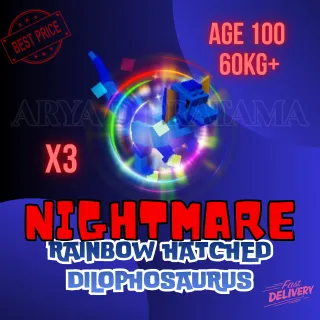 X3 HUGE RAINBOW HATCHED DILOPHOSAURUS 60KG+