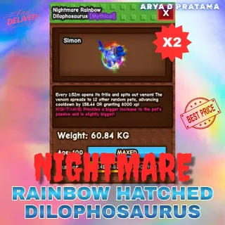 X2 RAINBOW HATCHED DILOPHOSAURUS 