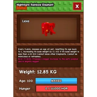 NIGHTMARE RAINBOW HATCHED ELEPHANT