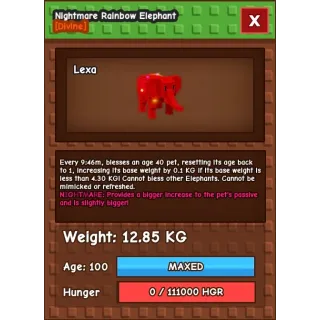 NIGHTMARE RAINBOW HATCHED ELEPHANT