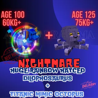 HUGE RAINBOW HATCHED DILOPHOSAURUS + TITANIC MIMIC OCTOPUS