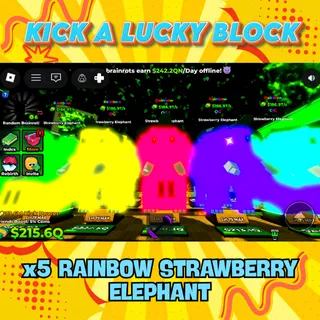 X5 Rainbow Strawberry Elephant Kick A Lucky Block