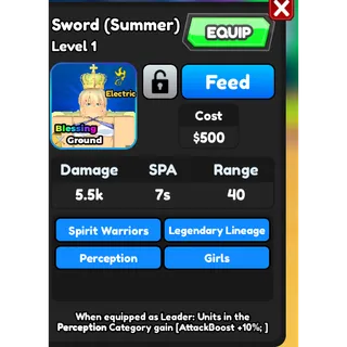 Saber (Summer) | All Star Tower Defense (ASTD)