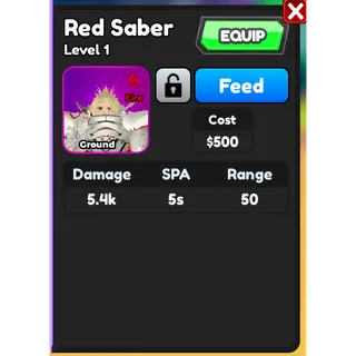 Red Saber (Mordred) |All Star Tower Defense (ASTD)