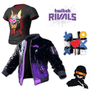 Twitch Rivals Bundle: Jacket, T-Shirt, 2 Sprays, & Emblem (5 Items) – Instant Delivery