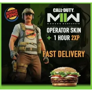 Burger King Town Operator Skin + 1 Hour Double XP [MW2] PC/PS4/PS5/XBOX