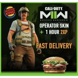 Burger King Town Operator Skin + 1 Hour Double XP [MW2] PC/PS4/PS5/XBOX